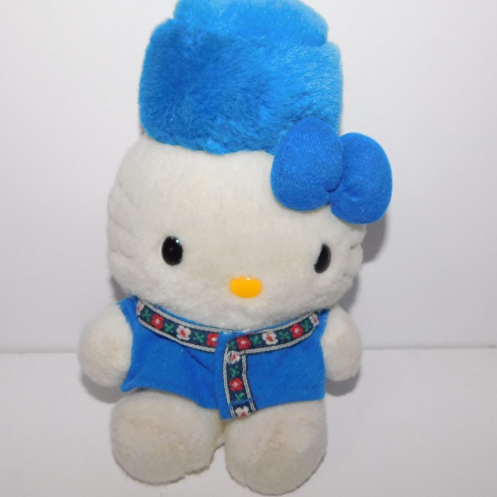 Vintage Hello Kitty Sanrio Smiles 8" Plush Blue Russian Outfit 1999 Stuffed toy